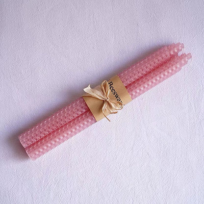 2PCS Beeswax Tapered Candles