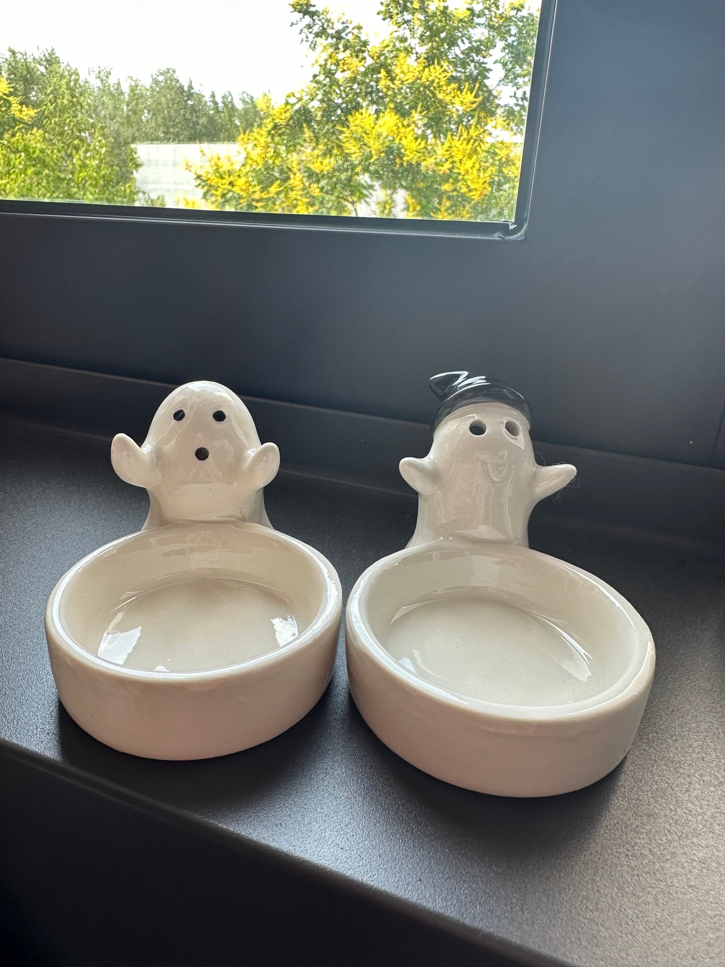 2 Pcs Halloween Ghost Candle Holder for Home Table Decor Gift, Not Include Candle