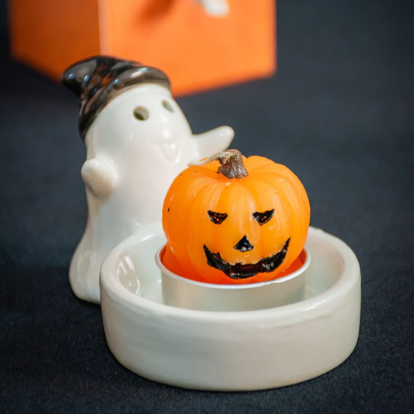 2 Pcs Halloween Ghost Candle Holder for Home Table Decor Gift, Not Include Candle