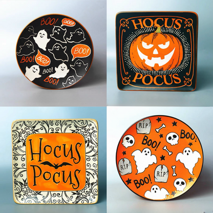 Spook-tacular Halloween Dinner Plates - Adorable Pumpkin & Goblin Tableware for Fun Festive Home Decoration - Perfect Orange Halloween Dishware