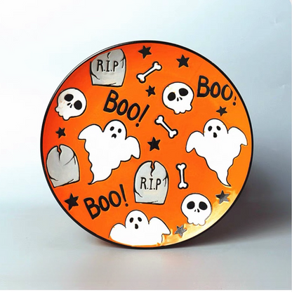 Spook-tacular Halloween Dinner Plates - Adorable Pumpkin & Goblin Tableware for Fun Festive Home Decoration - Perfect Orange Halloween Dishware