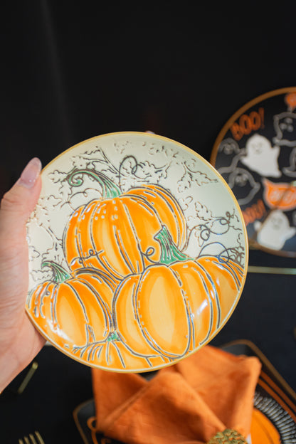 Spook-tacular Halloween Dinner Plates - Adorable Pumpkin & Goblin Tableware for Fun Festive Home Decoration - Perfect Orange Halloween Dishware