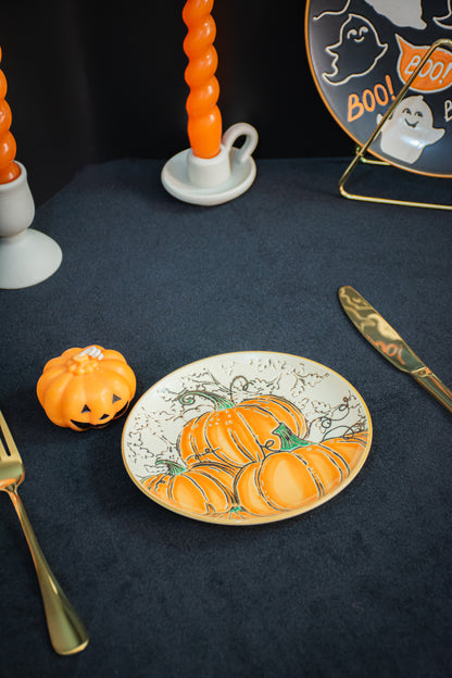 Spook-tacular Halloween Dinner Plates - Adorable Pumpkin & Goblin Tableware for Fun Festive Home Decoration - Perfect Orange Halloween Dishware